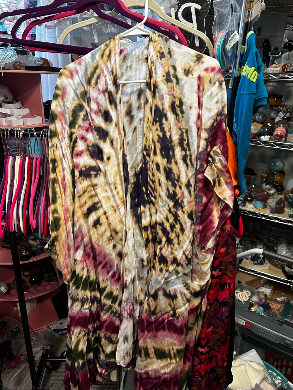 Tie-Dye Open Front Men's Cardigan - Multicolor